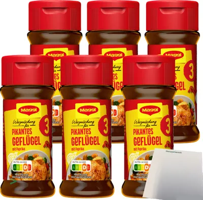 Produktbild von Maggi Würzmischung Nr. 3 pikantes Geflügel 6er Pack (6x65g Glas) + usy Block