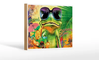 Produktbild von Holzschild Frosch 18x12cm Cocktail Mojito Summer Strand