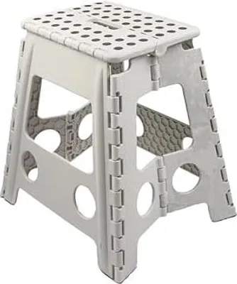 Produktbild von Bis 150 KG, Höhe 40 cm, Tritthocker Klappbar, Klappstuhl, Klapphocker, Falthocker, Faltbarer Hocker, Kinder, Fußhocker (Weiß)