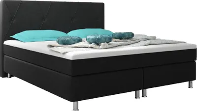 Produktbild von Inter Handels Boxspringbett Boston Plus mit integriertem Topper 180x200 Webstoff Schwarz