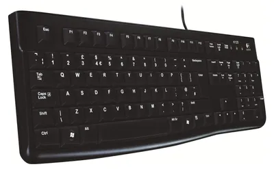 Imagen del producto de Logitech K120 para empresas, tamaño completo (100%), con cable, conexión USB, distribución AZERTY, color negro