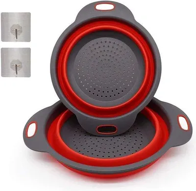 Image de Famanu Sieb pliable, lot de 2, en silicone, rouge