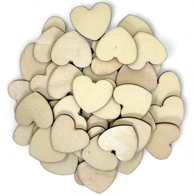 Image de Mini cœurs en bois - Décoration en vrac décorative en bois - Décoration de table - 33 mm - 126 pièces