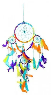 Dreamcatcher Regenbogen, bunt, 16 cm, handgefertigt