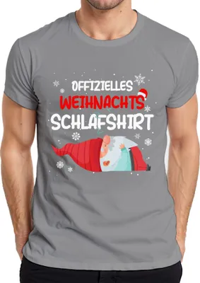 Produktbild von Offizielles Weihnachts-Schlafshirt Gnom Wichtel - Weihnachten Xmas Christmas Herren T-Shirt, Grau, XXL