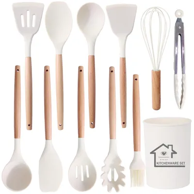Produktbild von Küchenutensilien Set, 12-teilig, Silikon, hitzebeständig, antihaftbeschichtet, für die Küche