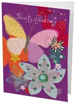 Image de Carte B6 + enveloppe « Anniversaire : papillon et fleurs » - Turnowsky