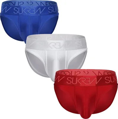 Immagine prodotto di SUKREW - Intimo da Uomo Slips - Classic Brief Multipack Sapphire + White Shimmer + Liberty Red - Taglia S