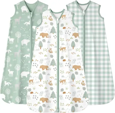 Imagen del producto de Saco de dormir para bebé, 0,5 TOG, para niños de 18 a 24 meses, juego de 3 unidades, de algodón, transpirable, ideal para el verano
