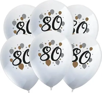 Obrázok produktu pre Latexové balóniky číslo 80 BIRTHDAY 6 ks.