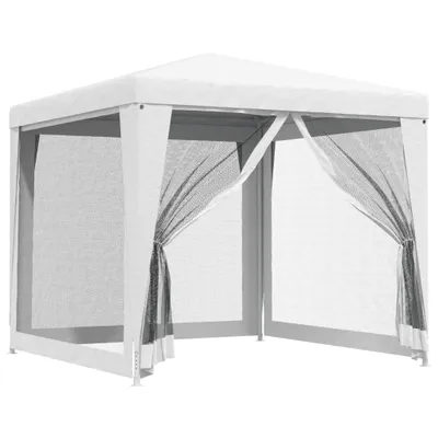Image de vidaXL Tente de réception avec 4 parois latérales en filet 2,5 x 2,5 m Blanc