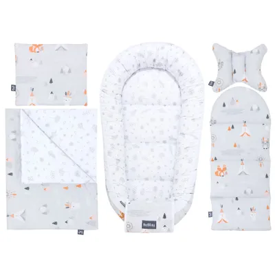 Produktbild von Bellochi 5 teilig Babynestchen Set Neugeborene - 90x60x12cm - 100% Baumwolle - - Baby Kuschelnest - Apanatschi