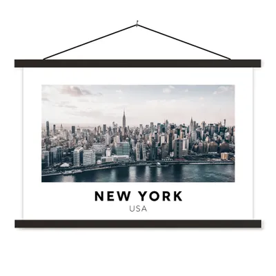 Produktbild von MuchoWow® Textilposter Amerika - New York - Skyline 120x80 cm mit schwarzem Rahmen - Wanddeko