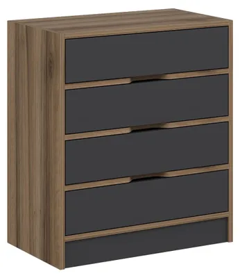 Produktbild von Gazzola - Kommode, 70x40x79h cm Anthrazit-Schwarz, 4 Schubladen