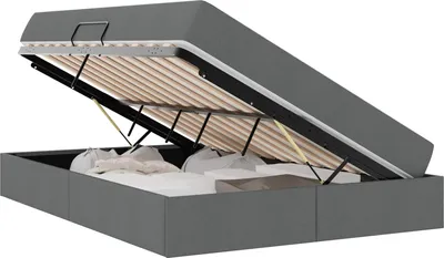 Obrázek produktu pro Postel s úložným prostorem a matrací Tmavě šedá 140 x 190 cm