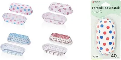 Produktbild von Papierformen für Eclairs, Kekse, Brötchen, 40 Stück, 13 x 7 cm, BG-353