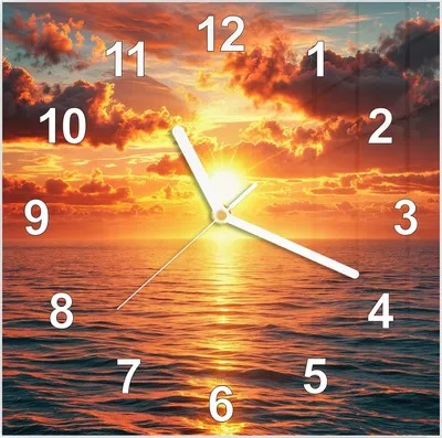 Produktbild von Wanduhr aus Glas mit Motiv Sonnenuntergang Meer- 30 x 30 cm - inkl. Aufhängesystem
