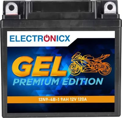 Immagine prodotto di Batteria per moto Electronicx YB9-B GEL 12 V 9 Ah – Batteria per moto ad alte prestazioni | Senza manutenzione e resistente alle vibrazioni | Sostituisce i modelli YB9-BS, CB9-B, GM9Z, 12N9-4B-1 ▶ Batteria premium 12 V senza manutenzione  Spedizione in Germania