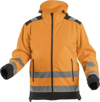 Produktbild von Högert Technik - Warnschutz Softshelljacke ARGEN orange für Herren mit Kapuze, wasserabweisend 5000?mm, atmungsaktiv, elastisch, 2 Taschen, ideal für Bau & Straßenarbeit