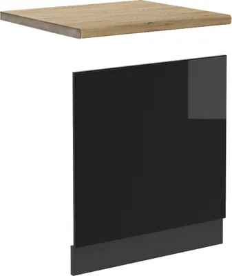 Produktbild von Frontblende Vicco R-Line Schwarz Hochglanz 60 cm , AP Eiche, Model 46523