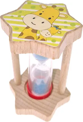 Obrázek produktu pro Hodiny na zubní kartáček s motivem žirafy a modrou pískovou náplní ŠxVxH 4,5x8x4,5cm NOVINKA