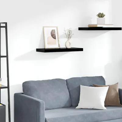 Immagine prodotto di vidaXL Scaffale sospeso nero lucido 60x23,5x3,8 cm MDF