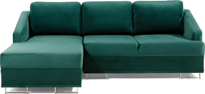 Zdjęcie produktu dla Luksusowa sofa narożna - szmaragdowozielona sofa tapicerowana narożnik funkcja łóżka nowa
