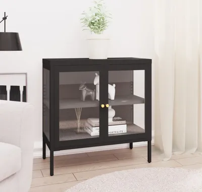 Produktbild von vidaXL Sideboard Schwarz 70x35x70 cm Stahl und Glas