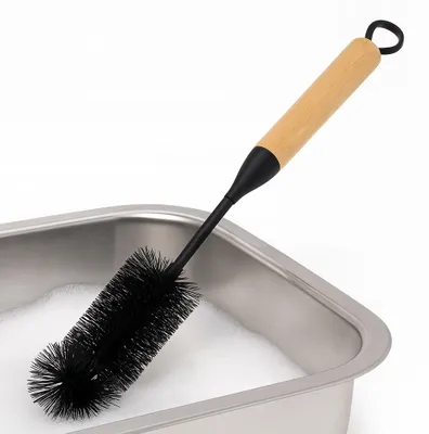 Obrázek produktu pro Ravi Kartáč na láhve BAMBOO dřevo/plast černý