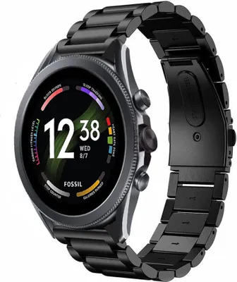 Produktbild von Strap-it Stahlarmband - Kompatibel mit Fossil Gen 6 - Armband 44mm Fossil uhrenarmband Fossil ersatzarmband Edelstahl für Smartwatch 22mm Armband Schwarz22mm