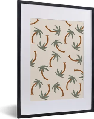 Produktbild von MuchoWow® Gerahmtes Poster Palme - Pastell - Muster 30x40 cm - Poster mit Schwarzem Bilderrahmen Wandposter Rahmen Foto Bilder - Wandposter Schlafzimmer