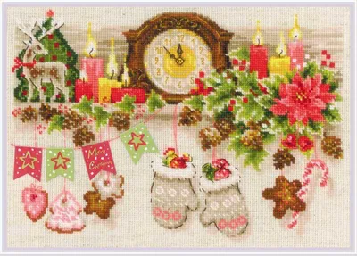 Produktbild von Riolis Kreuzstichpackung "Weihnachtsregal" 30x21cm, Zählmuster