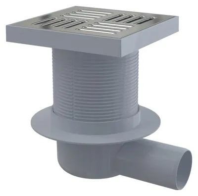Obrázek produktu pro Podlahová vpust Alcadrain (Alcaplast) 150 x 150/50 mm boční, mřížka nerez, vodní zápachová uzávěra APV5411