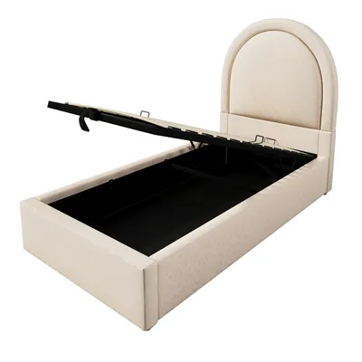 Produktbild von Flieks Hydraulisches Polsterbett 90x190cm mit Lattenrost, Stauraumbett Kinderbett Jugendbett mit Stauraum, Boxspringbett Einzelbett Holzbett, Samt