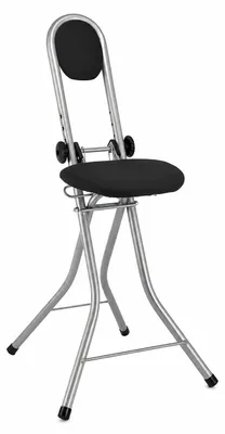 Produktbild von Klappbarer Bügelstuhl höhenverstellbar Rückenlehne Schwarz/Silber