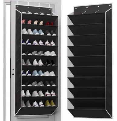 Immagine prodotto di Organizzatore per scarpe da appendere alla porta, 10 scomparti, colore nero