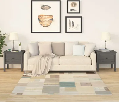 Image de The Living Store Tables d'appoint 2 pcs. Gris 50x50x49 cm Pin massif