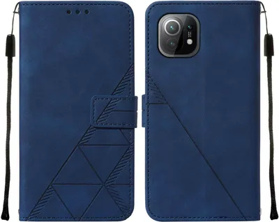 Obrázek produktu pro Flipové kožené pouzdro pro Xiaomi Mi 11 peněženkový design pouzdro s embosováním, držákem karet a stojánkem modré