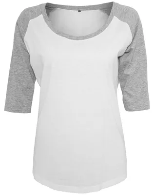 Image de Build Your Brand - T-shirt pour femmes à manches raglan LT2228 (5XL) (blanc/gris chiné)