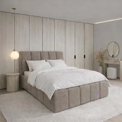 Produktbild von Polsterbett CLOUDY mit Bettkasten|Bett 120x200|Doppelbett mit Stauraum und Lattenrost|Boxspringbett-Optik|ohne Matratze|Schlafzimmer - Taupe