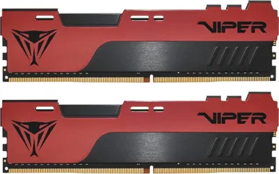 Two red and black computer RAM modules are shown against a white background.