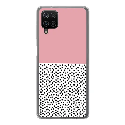 Produktbild von MuchoWow® Handyhülle Schutzhülle Hülle für Samsung Galaxy A12 Polka dots - Schwarz - Rosa Silikon Softcase Handy Hülle - Bild