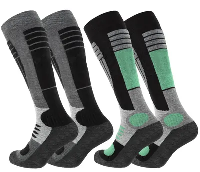 Produktbild von Cotton Prime® Ski & Snowboard Socken 2 Paar Wintersport Kniestrümpfe 43-46 Grün