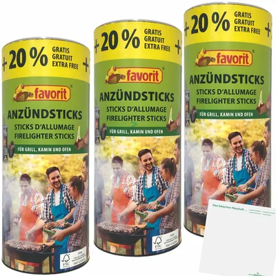 Produktbild von Favorit Anzündwürfel 3er Pack (3x100 Stück Dose) +20% gratis + usy Block