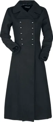 Produktbild von Gothicana by EMP Damen schwarzer langer Militärmantel mit doppelter Knopfleiste M