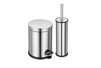 Produktbild von 3L Badezimmer-Set Mülleimer & WC-Bürste Chromoptik Silber