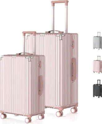 Immagine prodotto di Voyagoux® - Set di valigie da viaggio - Valigia - 2 pezzi - M/L - Oro rosa