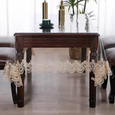 Obrázok produktu pre Obrus obdĺžnikový, 150 x 250 cm, farba khaki, plastový, vodeodolný, s čipkovaným lemom