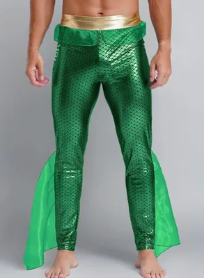 Produktbild von Herren Meerjungfrau Kostüm Hose Dehnbar Gr L Merman Fischschuppen Karneval Halloween Fasching Party Show Cosplay