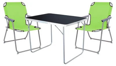 Produktbild von 3-tlg Camping Set Campingtisch + 2 Campingstuhl Klappstuhl Lime Grün